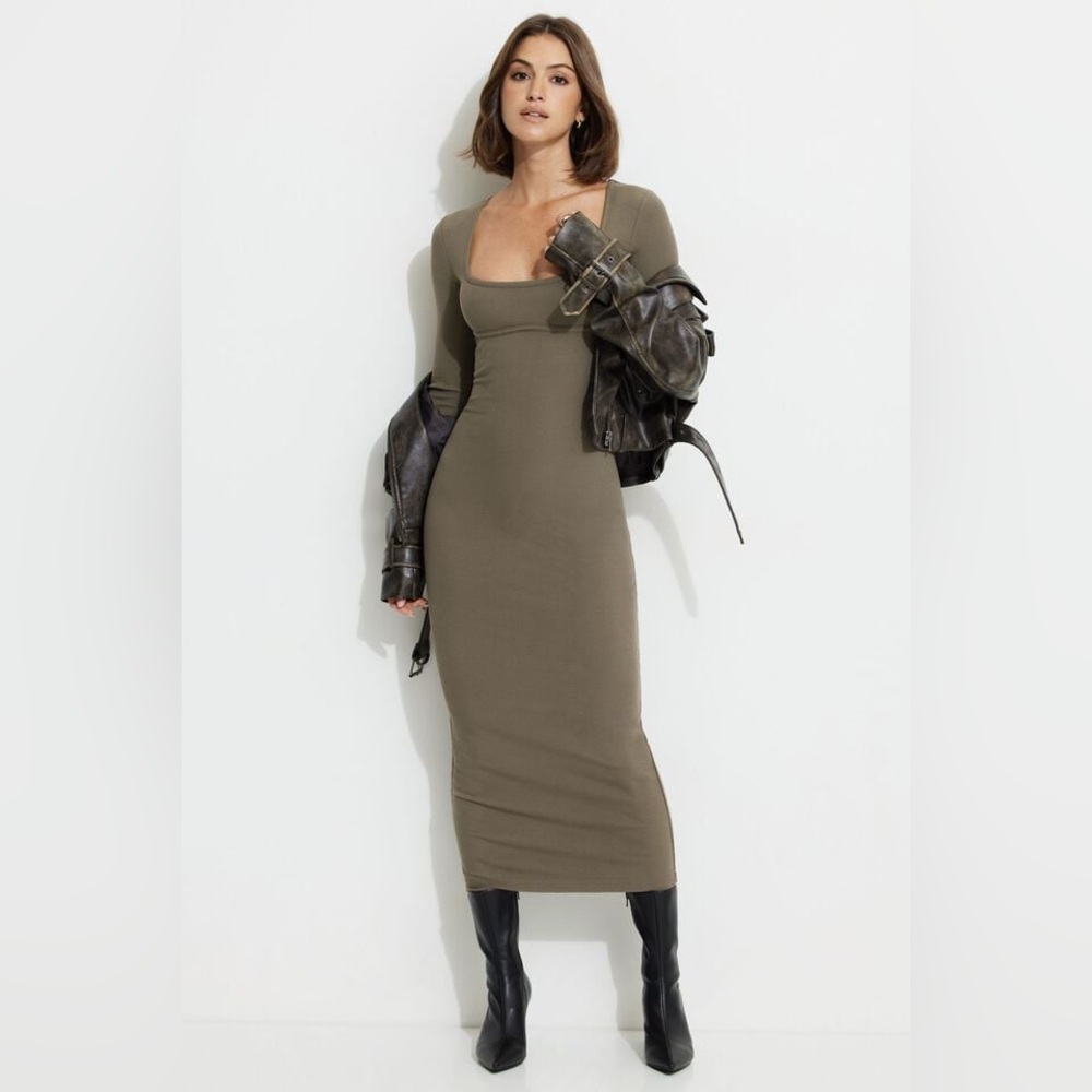 Dynamite I XL I NWT I Chocolate chip ribbed bodycon maxi dress